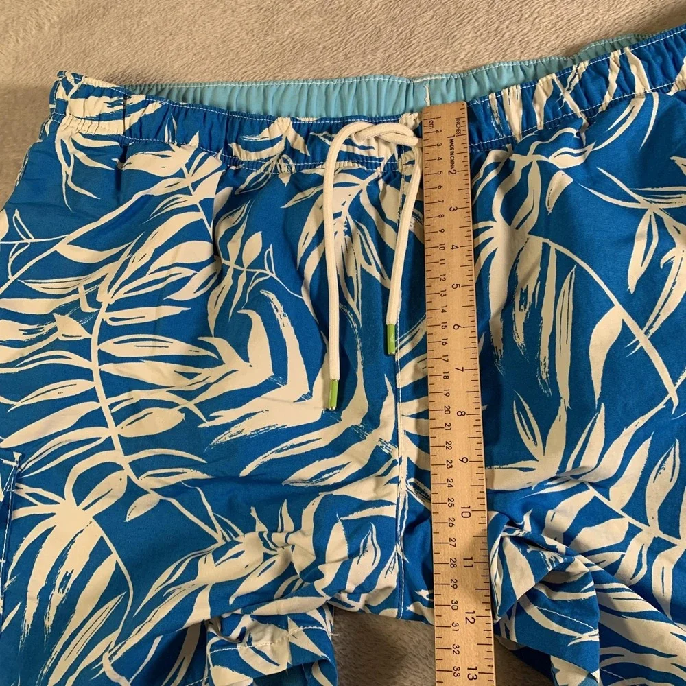 Tommy Bahama Swim Trunks Mens‎ XL Blue Tropical Leaf Print Mesh Lined Shorts